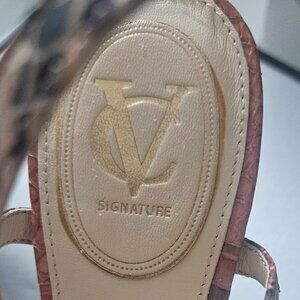 Vince Camuto, Snakeskin sandals with rhinestone embellishments VC Signature
